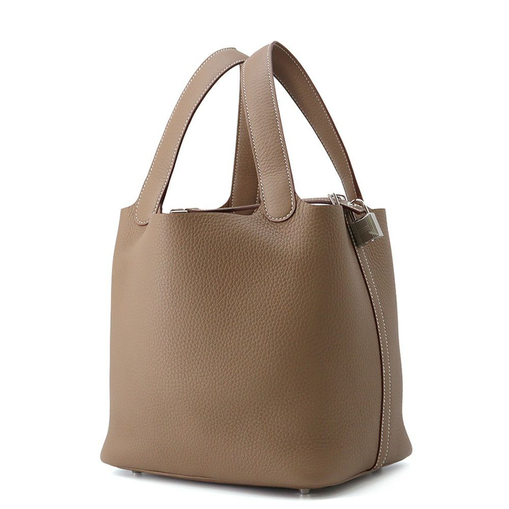 エルメス ハンドバッグ ピコタンロックMM エトゥープ/シルバー金具 トリヨンクレマンス K刻印