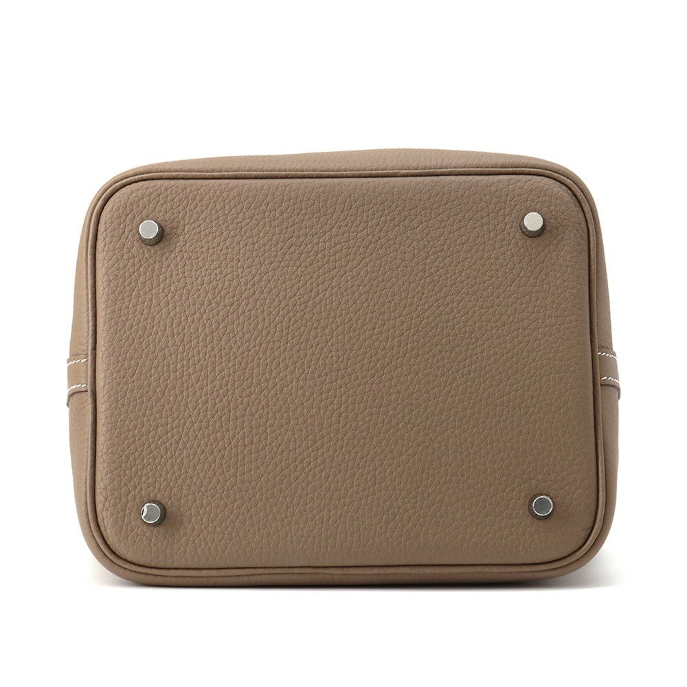 エルメス ハンドバッグ ピコタンロックMM エトゥープ/シルバー金具 トリヨンクレマンス K刻印