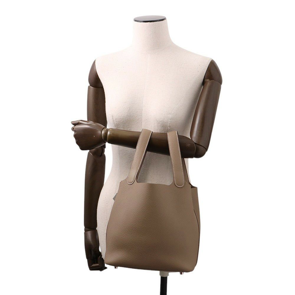 エルメス ハンドバッグ ピコタンロックMM エトゥープ/シルバー金具 トリヨンクレマンス K刻印