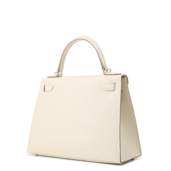 エルメス ハンドバッグ ケリー28 外縫い クレ/シルバー金具 エプソン W刻印 2wayショルダー