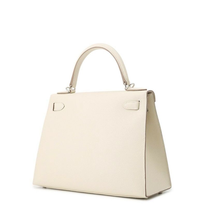 エルメス ハンドバッグ ケリー28 外縫い クレ/シルバー金具 エプソン W刻印 2wayショルダー