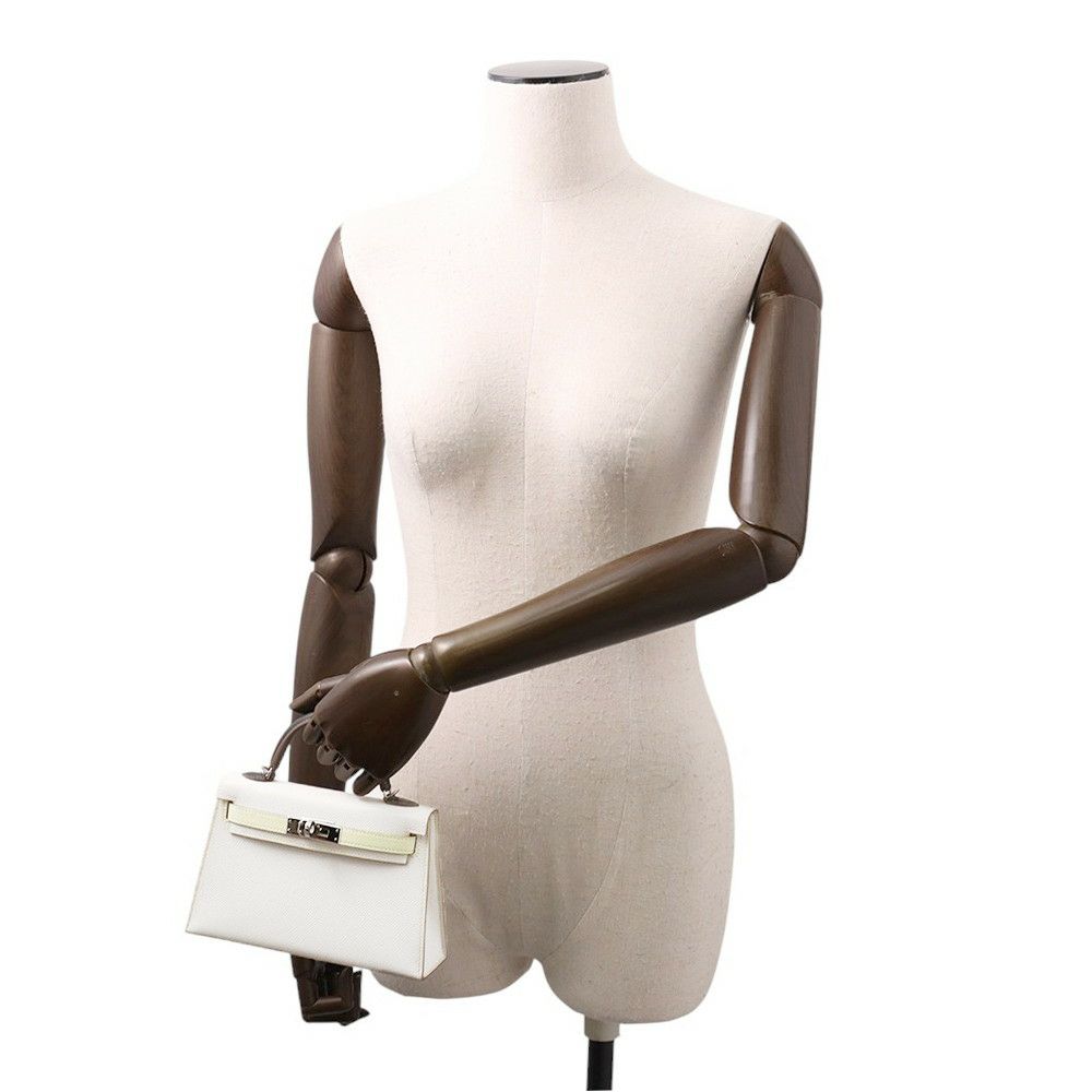 エルメス ミニケリー2 外縫い トリコロール グリスペール/ヴェールフィズ/グラファイト/シルバー金具 エプソン B刻印 2wayショルダー