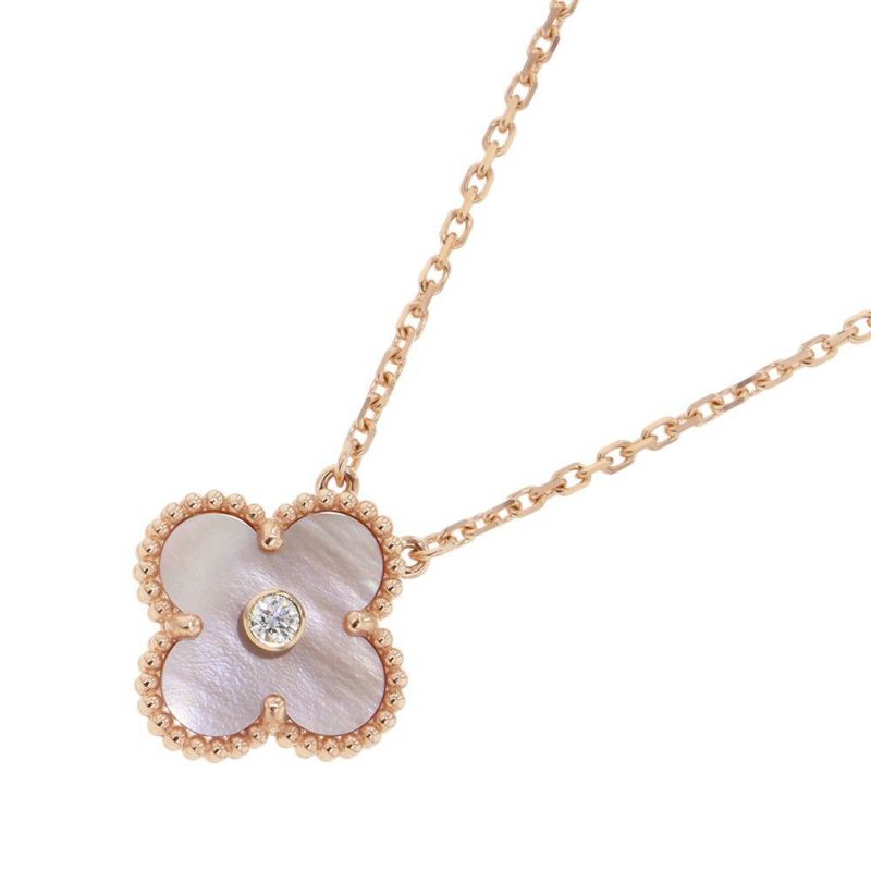 ヴァンクリ ネックレス ヴィンテージ アルハンブラ ダイヤ ピンクマザーパール K18PG VCARPMOP00 2025年ホリデー限定