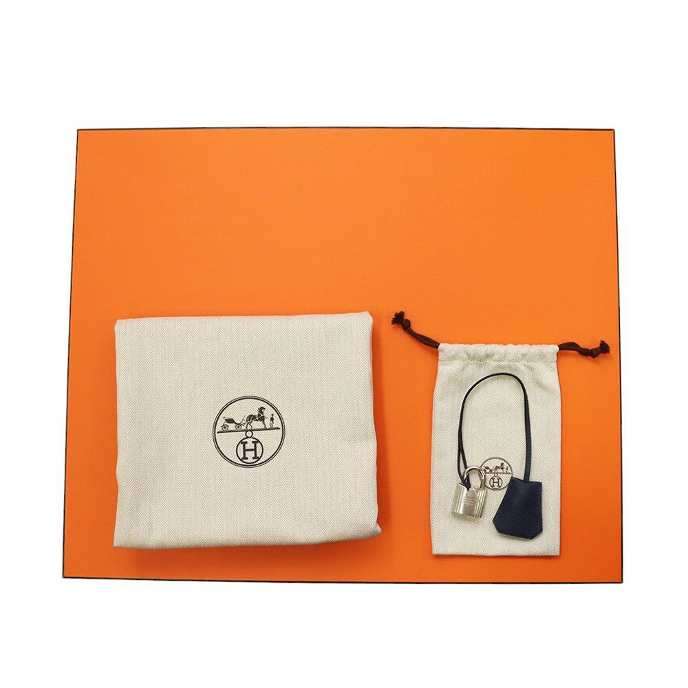 エルメス ハンドバッグ オータクロア40 ブルーニュイ/シルバー金具 トゴ/トワルミリタリー B刻印