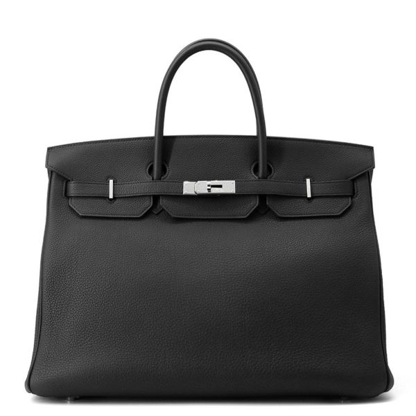 エルメス バーキン40 ブラック/シルバー金具 トゴ U刻印 HERMES Birkin ハンドバッグ 黒