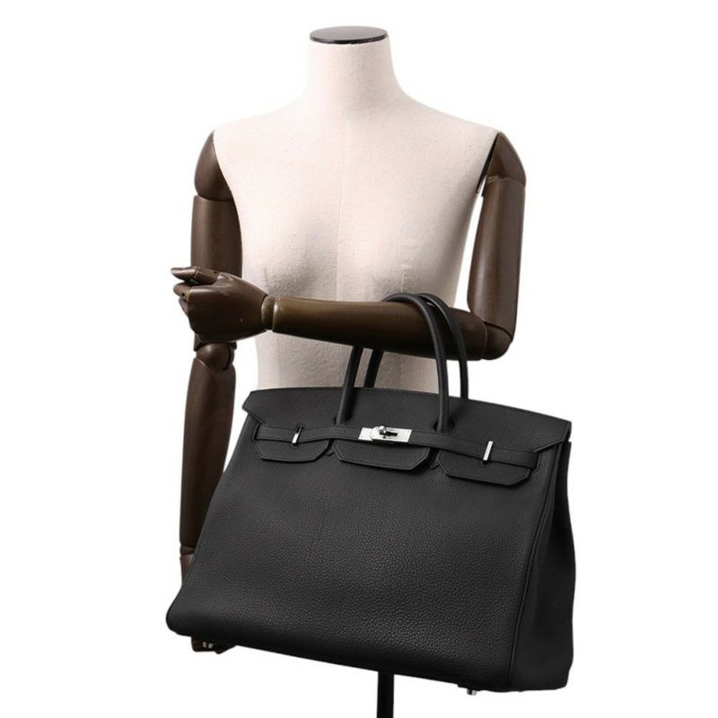 エルメス バーキン40 ブラック/シルバー金具 トゴ U刻印 HERMES Birkin ハンドバッグ 黒