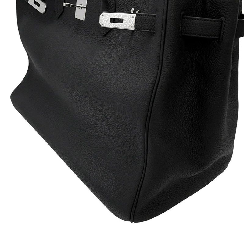 エルメス バーキン40 ブラック/シルバー金具 トゴ U刻印 HERMES Birkin ハンドバッグ 黒