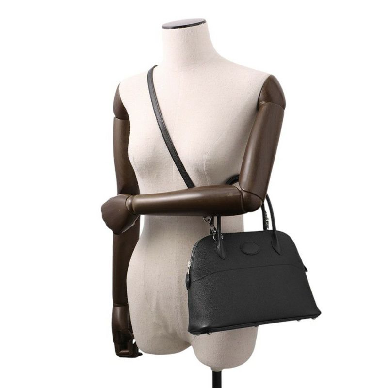 エルメス ハンドバッグ ボリード27 ブラック/シルバー金具 エプソン □Q刻印 HERMES 2wayショルダー 黒