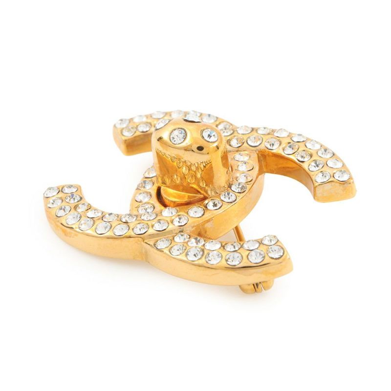 シャネル ブローチ ターンロック ココマーク ラインストーン 97P CHANEL アクセサリー