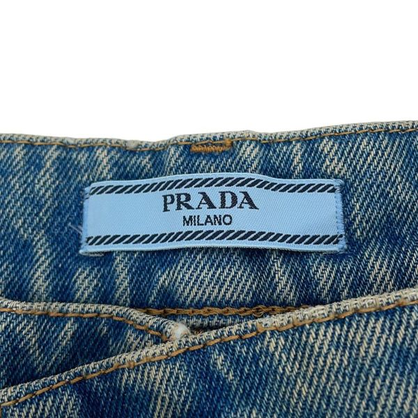 プラダ パンツ 三角ロゴ ダメージ加工 オーガニックデニム 5ポケットパンツ レディースサイズ25 GFP469 PRADA ボトムス