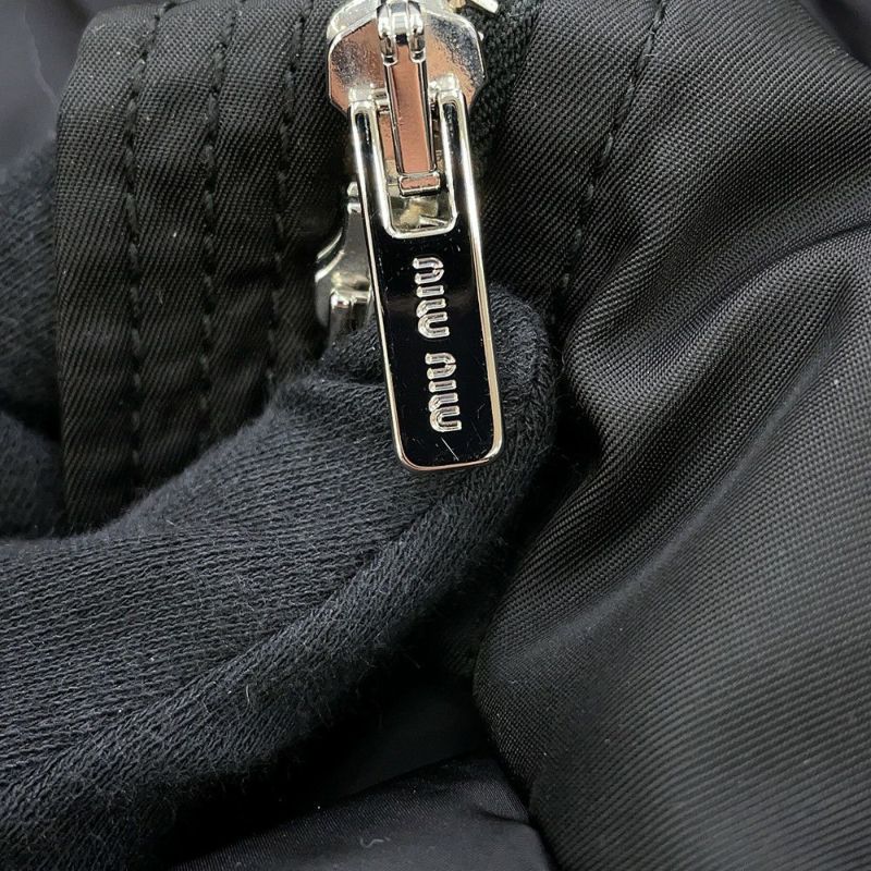 ミュウミュウ ダウンコート ロゴ ポリエステル レディースサイズ38 MS1524 Miu Miu アウター 黒