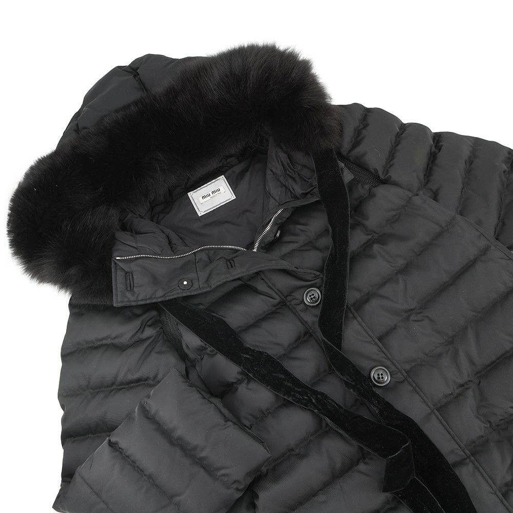 ミュウミュウ ダウンコート フォックスファー ポリエステル レディースサイズ38 MS1353 Miu Miu アウター 黒