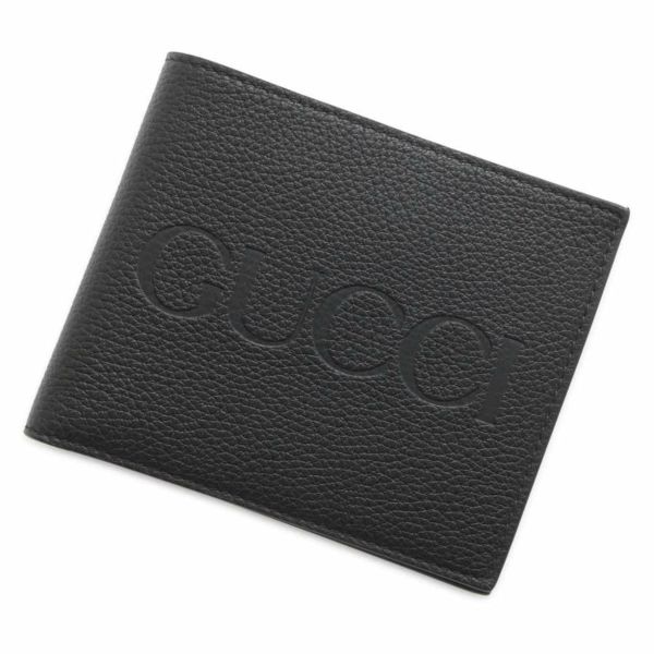 グッチ 二つ折り財布 エンボス ロゴ レザー 658681 GUCCI 財布 黒 | 中古・新品ブランド販売ギャラリーレア公式通販