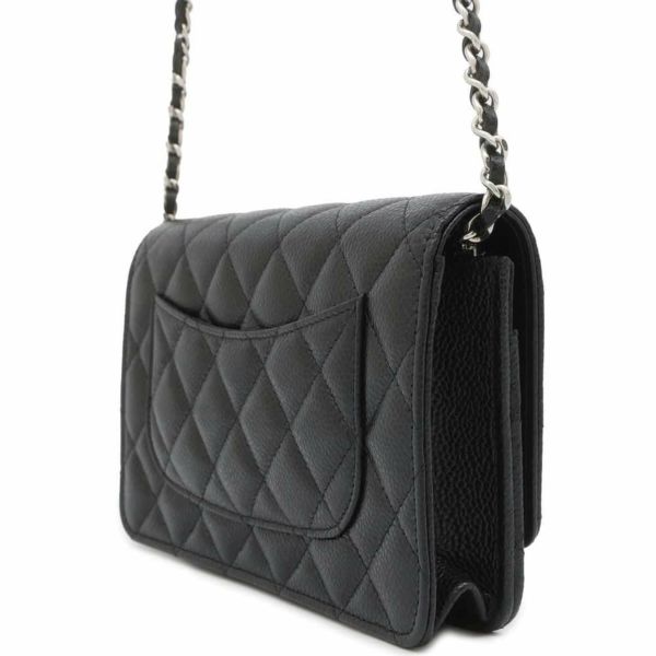 シャネル チェーンウォレット クラシック マトラッセ ココマーク キャビアスキン AP0250 CHANEL 財布 ブラック 黒