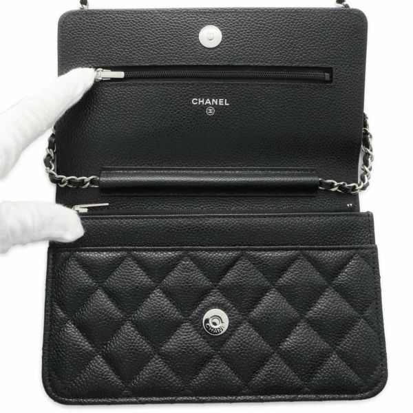 シャネル チェーンウォレット クラシック マトラッセ ココマーク キャビアスキン AP0250 CHANEL 財布 ブラック 黒