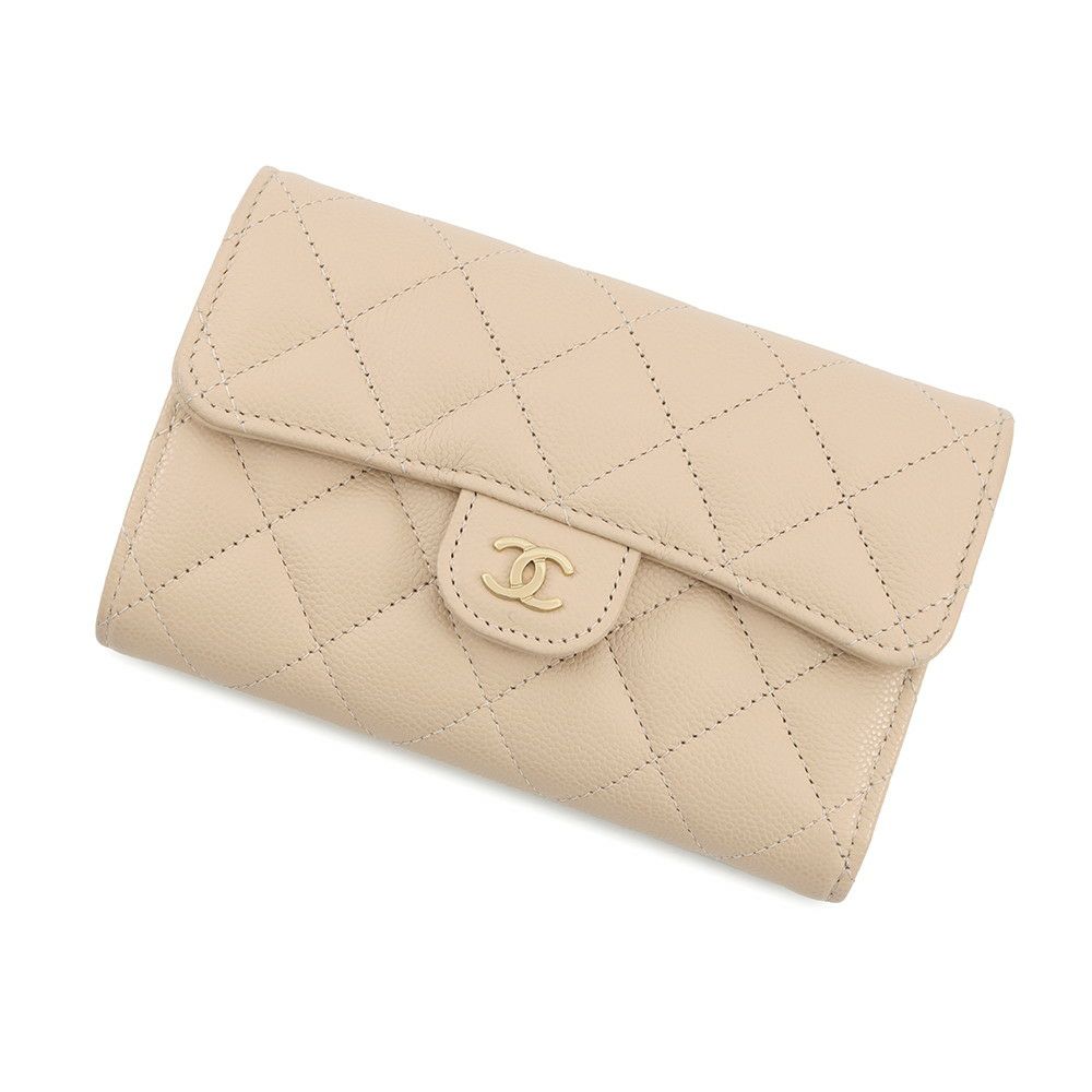 シャネル 三つ折り財布 マトラッセ ココマーク キャビアスキン AP0232 CHANEL 財布