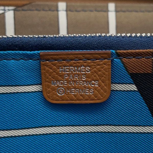 エルメス 長財布 アザップロング シルクイン ゴールド/シルバー金具 エプソン Y刻印 HERMES 財布