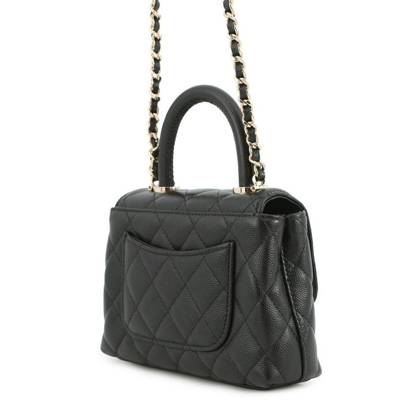 シャネル ハンドバッグ マトラッセ ココハンドル ミニミニ キャビアスキン AP4244 2wayチェーンショルダー 黒