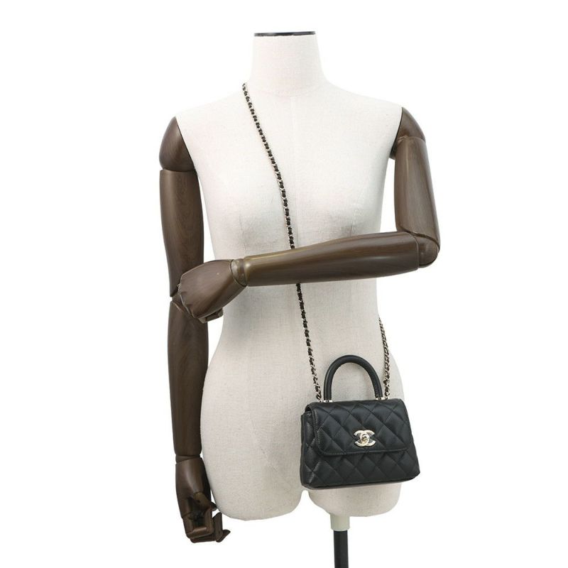 シャネル ハンドバッグ マトラッセ ココハンドル ミニミニ キャビアスキン AP4244 2wayチェーンショルダー 黒