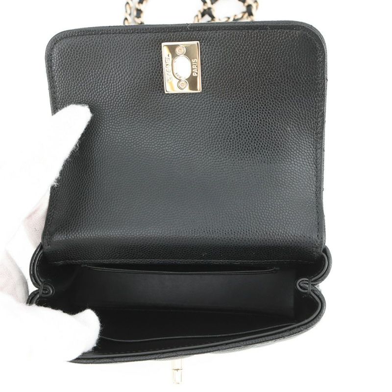 シャネル ハンドバッグ マトラッセ ココハンドル ミニミニ キャビアスキン AP4244 2wayチェーンショルダー 黒