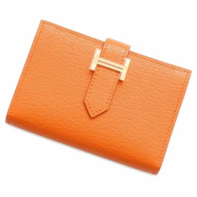 エルメス カードケース ベアン オレンジ/ゴールド金具 シェブルミゾル B刻印 HERMES 財布 | 中古・新品ブランド販売ギャラリーレア公式通販