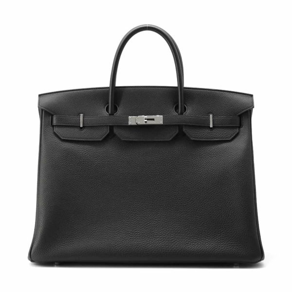 エルメス バーキン40 ブラック/シルバー金具 トゴ Y刻印 HERMES Birkin ハンドバッグ 黒