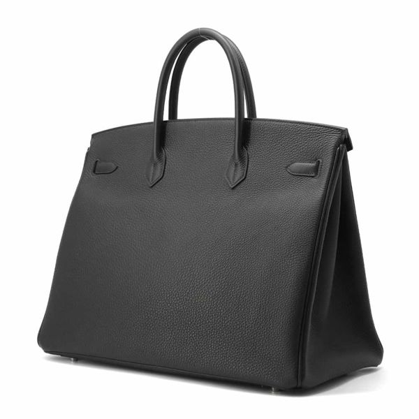 エルメス バーキン40 ブラック/シルバー金具 トゴ Y刻印 HERMES Birkin ハンドバッグ 黒