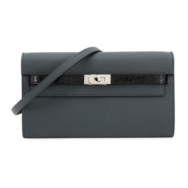 エルメス ケリーウォレット ロング トゥーゴー タッチ グリミスティ/ブラック/シルバー金具 エプソン/アリゲーター W刻印