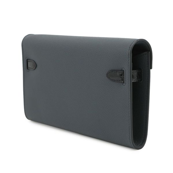 エルメス ケリーウォレット ロング トゥーゴー タッチ グリミスティ/ブラック/シルバー金具 エプソン/アリゲーター W刻印