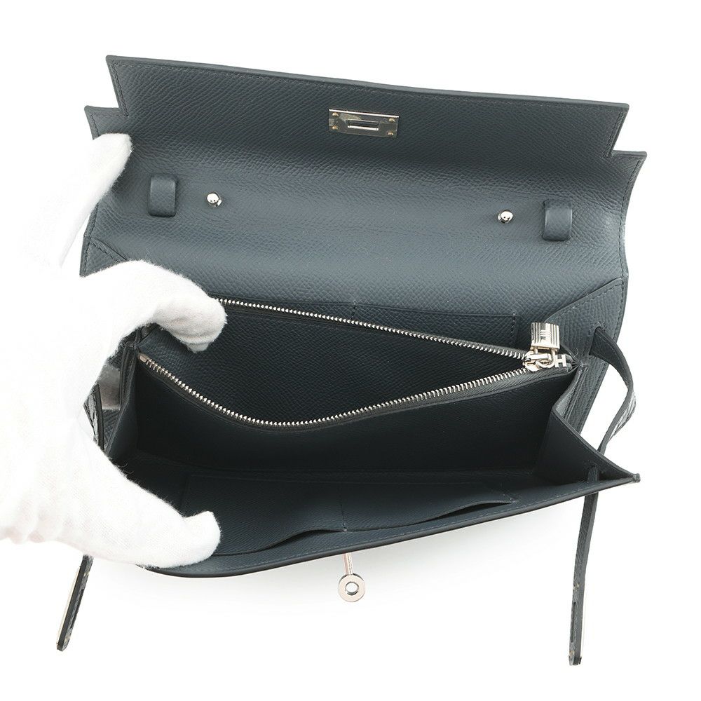 エルメス ケリーウォレット ロング トゥーゴー タッチ グリミスティ/ブラック/シルバー金具 エプソン/アリゲーター W刻印