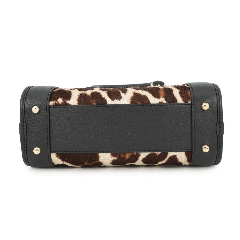 ロエベ ハンドバッグ アマソナ23 レオパード柄 ハラコ レザー 352.99.H71 LOEWE 2way 黒