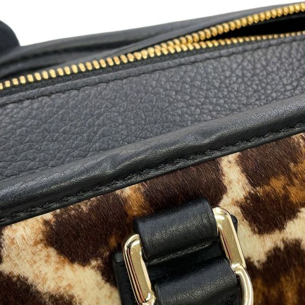 ロエベ ハンドバッグ アマソナ23 レオパード柄 ハラコ レザー 352.99.H71 LOEWE 2way 黒