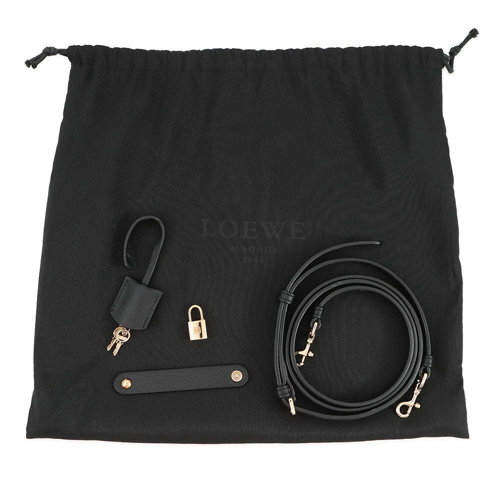 ロエベ ハンドバッグ アマソナ23 レオパード柄 ハラコ レザー 352.99.H71 LOEWE 2way 黒