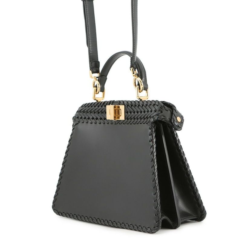 フェンディ ハンドバッグ セレリア ピーカブー アイシーユー ISEEU 編み込み スモール 8BN327 2way 黒 ファミリーセール品