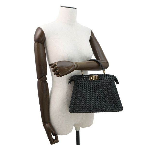 フェンディ ハンドバッグ セレリア ピーカブー アイシーユー ISEEU 編み込み スモール 8BN327 2way 黒 ファミリーセール品