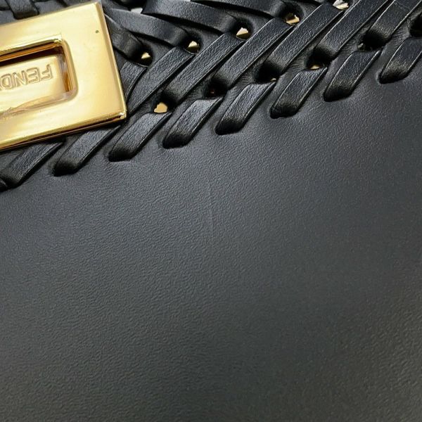 フェンディ ハンドバッグ セレリア ピーカブー アイシーユー ISEEU 編み込み スモール 8BN327 2way 黒 ファミリーセール品