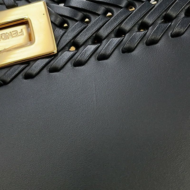 フェンディ ハンドバッグ セレリア ピーカブー アイシーユー ISEEU 編み込み スモール 8BN327 2way 黒 ファミリーセール品