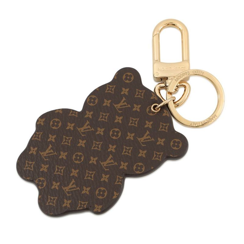 ルイヴィトン キーホルダー モノグラム/レザー ポルトクレ LV パンダ M63094 LOUIS VUITTON チャーム 黒 白 ブラック