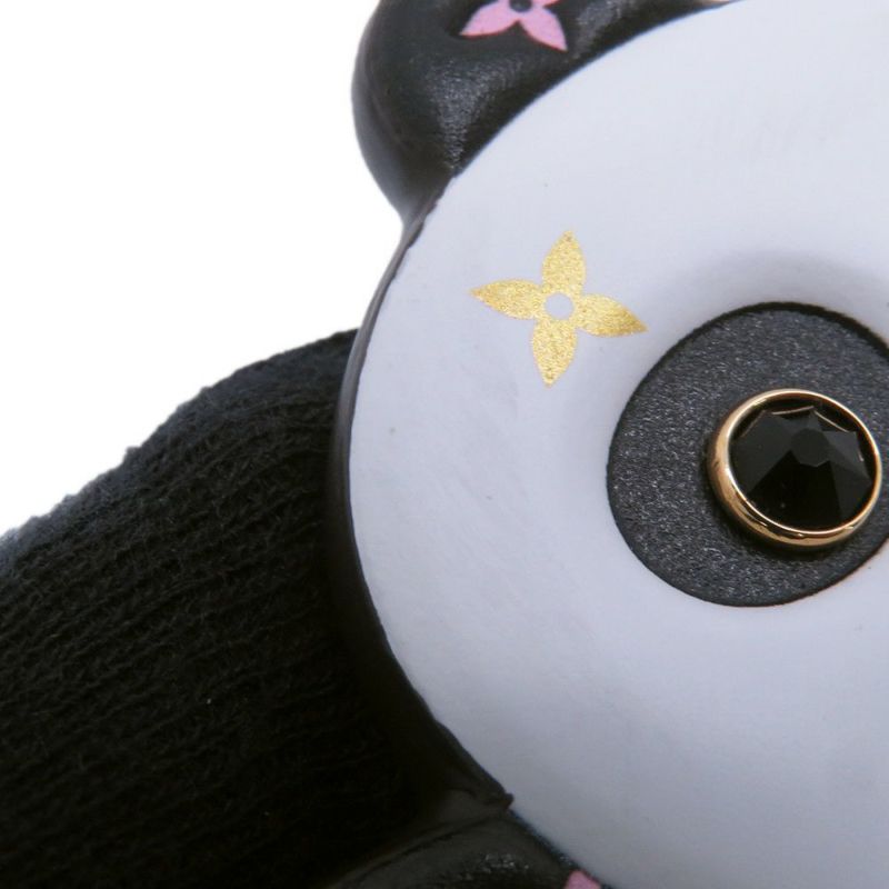 ルイヴィトン キーホルダー モノグラム/レザー ポルトクレ LV パンダ M63094 LOUIS VUITTON チャーム 黒 白 ブラック