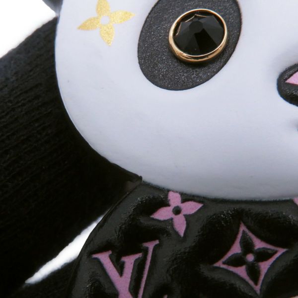 ルイヴィトン キーホルダー モノグラム/レザー ポルトクレ LV パンダ M63094 LOUIS VUITTON チャーム 黒 白 ブラック