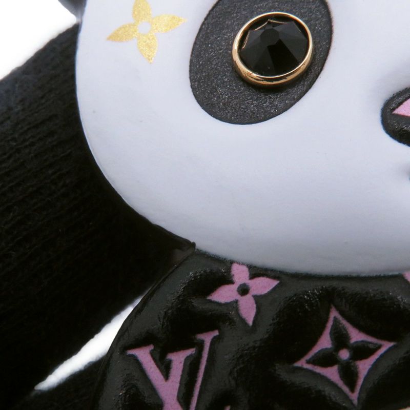 ルイヴィトン キーホルダー モノグラム/レザー ポルトクレ LV パンダ M63094 LOUIS VUITTON チャーム 黒 白 ブラック