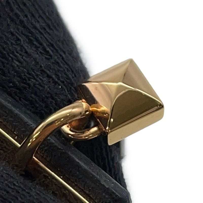 エルメス ピアス アスドゥクール ハート ブラック/ゴールド金具 メタル/レザー Z刻印 HERMES アクセサリー 黒