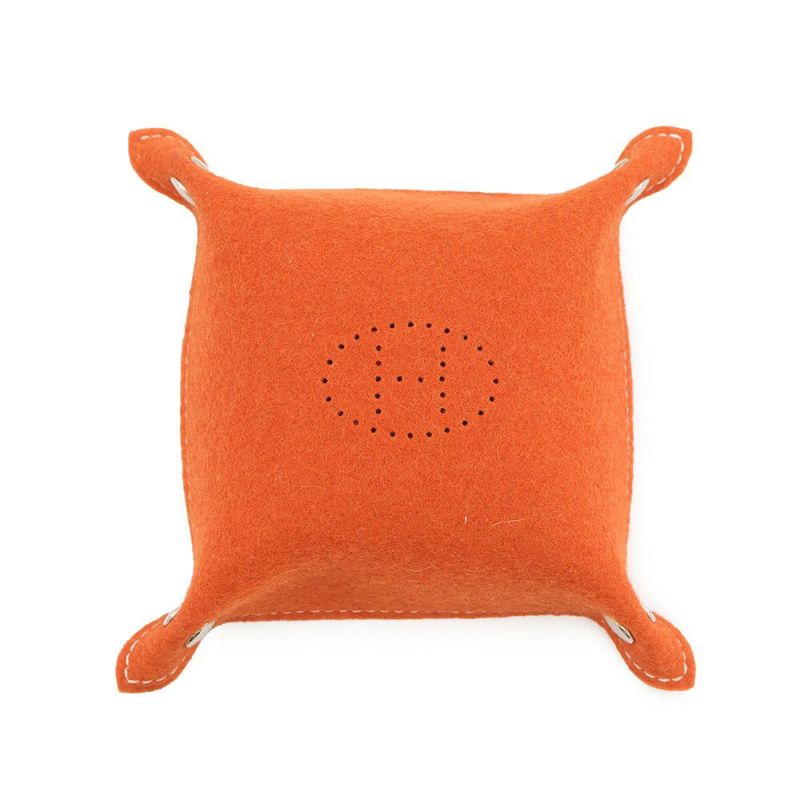 エルメス トレイ ヴィド・ポッシュ ミニ オレンジ/ルージュアッシュ/シルバー金具 フェルト/トリヨンクレマンス