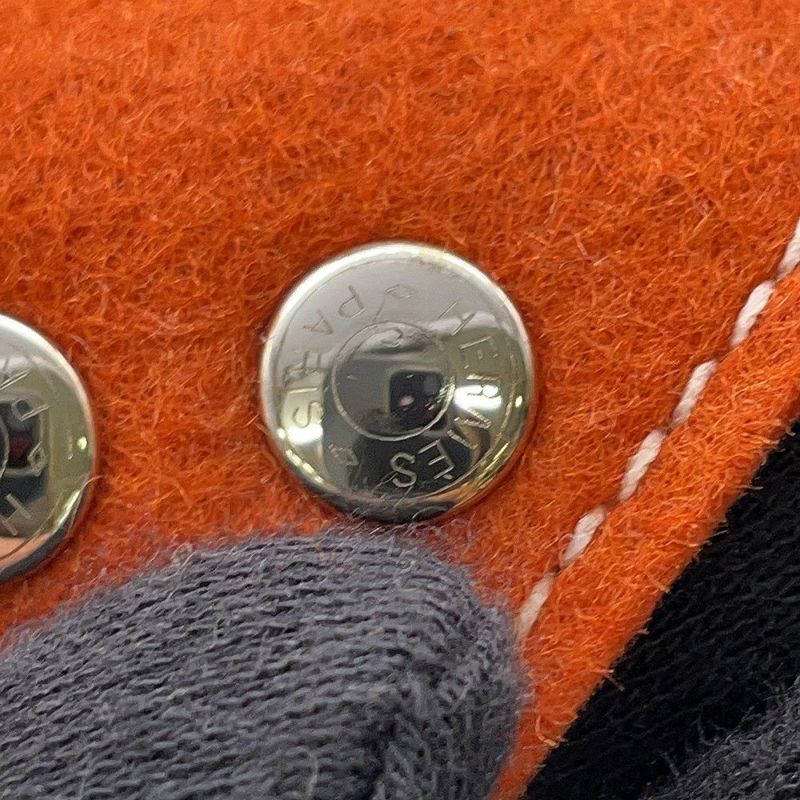 エルメス トレイ ヴィド・ポッシュ ミニ オレンジ/ルージュアッシュ/シルバー金具 フェルト/トリヨンクレマンス