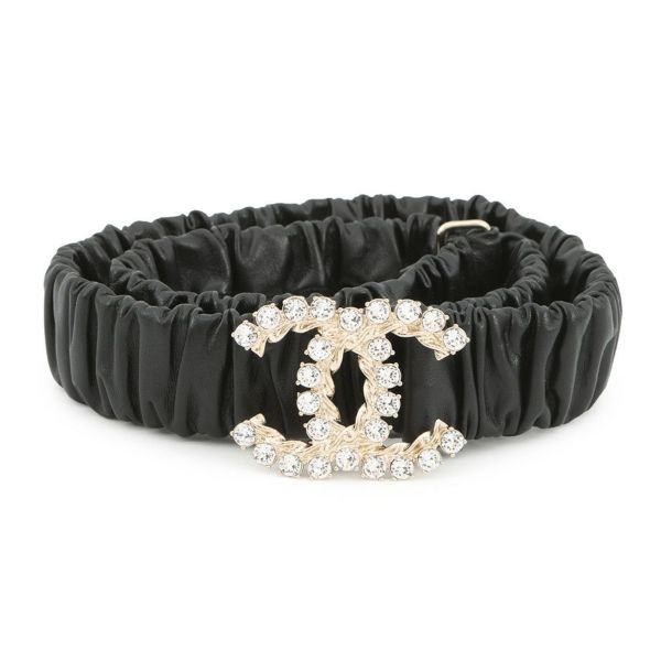 シャネル べルト ココマーク ラインストーン サイズ75 B21C CHANEL 黒