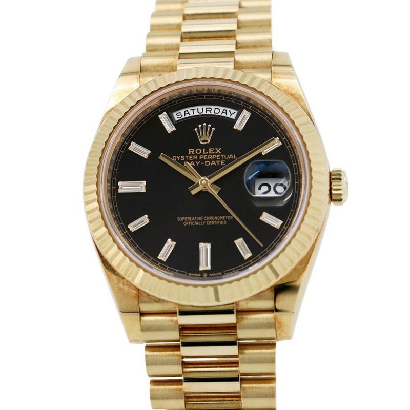 ロレックス デイデイト40 K18YG イエローゴールド 10Pダイヤ 228238A ROLEX 腕時計 黒文字盤