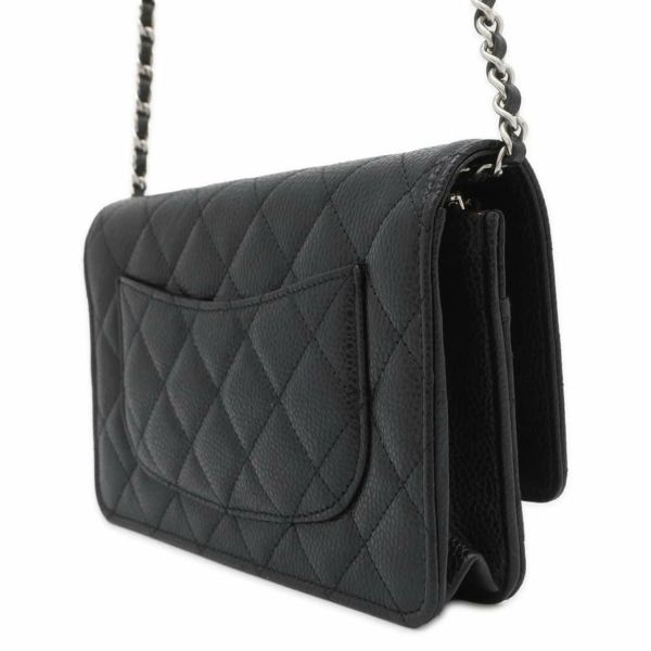 シャネル チェーンウォレット クラシック マトラッセ ココマーク キャビアスキン AP0250 CHANEL 財布 黒