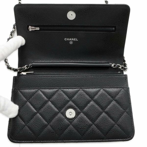 シャネル チェーンウォレット クラシック マトラッセ ココマーク キャビアスキン AP0250 CHANEL 財布 黒