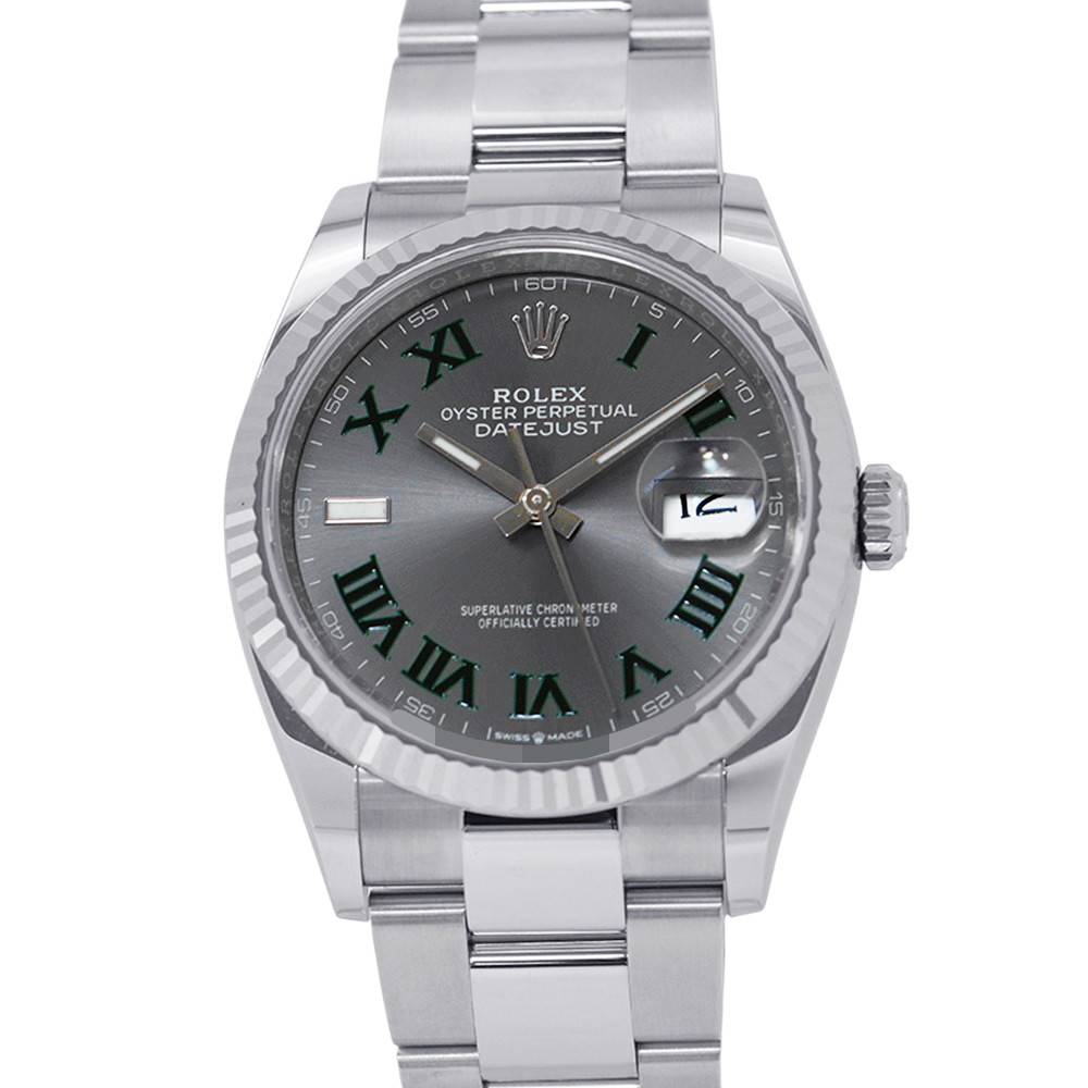 ロレックス デイトジャスト36 SS/K18WG ランダムシリアル ルーレット 126234 ROLEX 腕時計 シルバー文字盤 ローマン