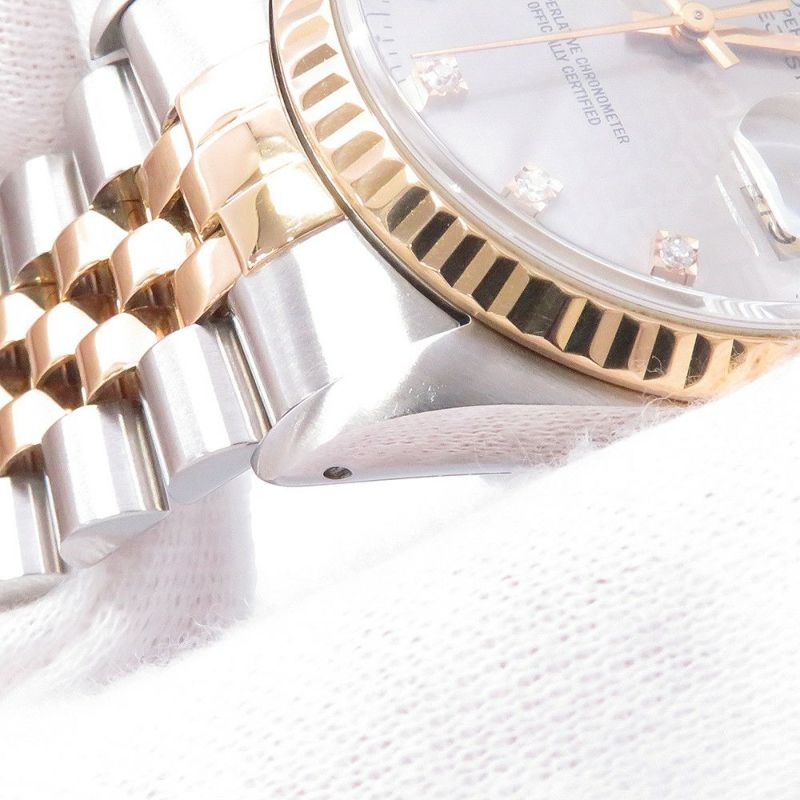 ロレックス デイトジャスト S番 SS/K18YG 10Pダイヤ 116233G ROLEX 腕時計 コンピューター シルバー文字盤